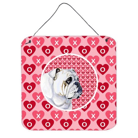 MICASA Bulldog English Valentines Love And Hearts Aluminium Metal Wall or Door Hanging Prints MI234926